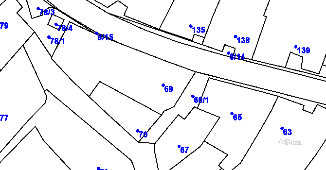 Parcela st. 69 v KÚ Kuchařovice, Katastrální mapa