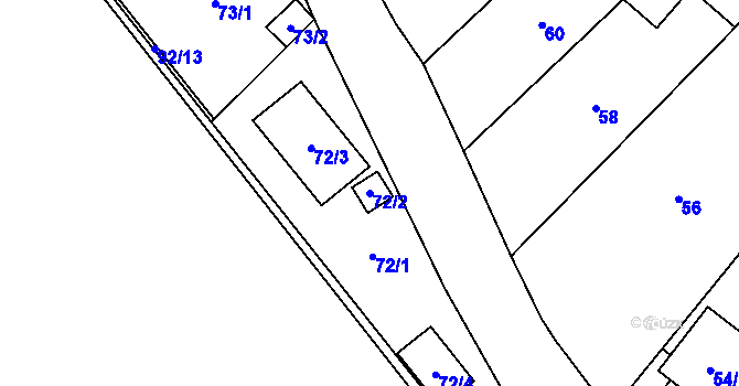 Parcela st. 72/2 v KÚ Kuchařovice, Katastrální mapa