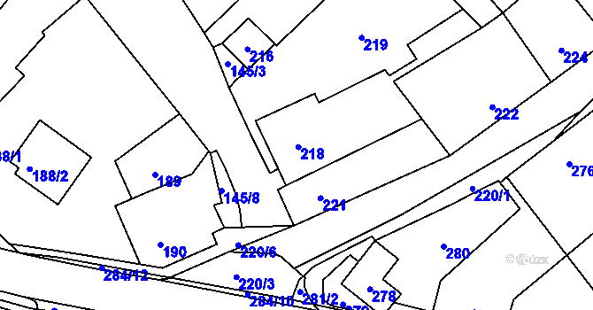 Parcela st. 218 v KÚ Kuchařovice, Katastrální mapa