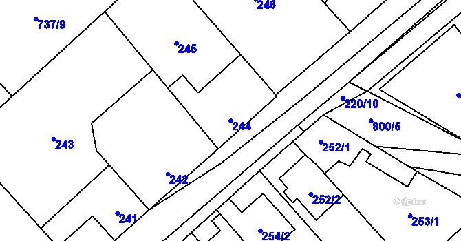 Parcela st. 244 v KÚ Kuchařovice, Katastrální mapa