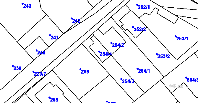 Parcela st. 254/4 v KÚ Kuchařovice, Katastrální mapa