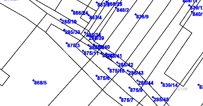 Parcela st. 285/2 v KÚ Kuchařovice, Katastrální mapa