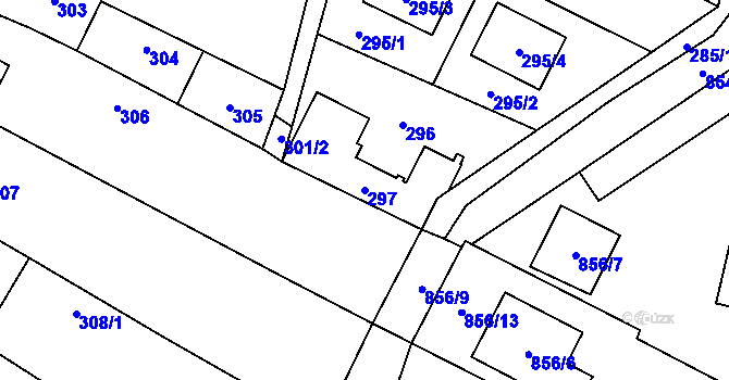 Parcela st. 297 v KÚ Kuchařovice, Katastrální mapa