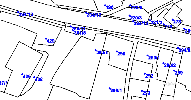 Parcela st. 300/1 v KÚ Kuchařovice, Katastrální mapa