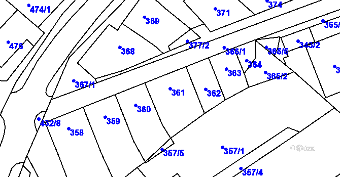 Parcela st. 361 v KÚ Kuchařovice, Katastrální mapa