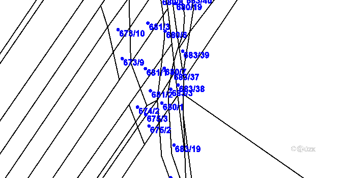Parcela st. 683/3 v KÚ Kuchařovice, Katastrální mapa