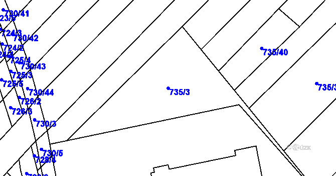 Parcela st. 735/3 v KÚ Kuchařovice, Katastrální mapa