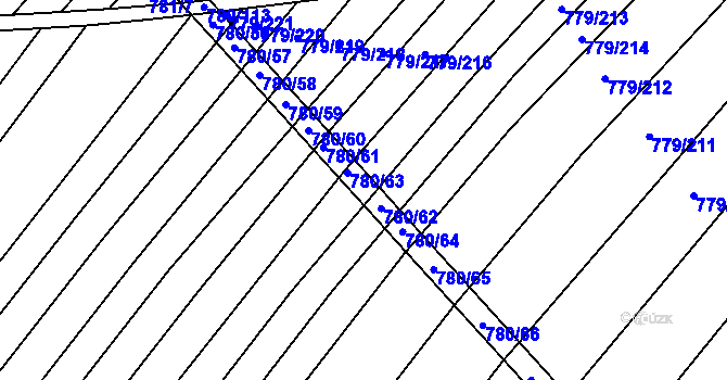 Parcela st. 780 v KÚ Kuchařovice, Katastrální mapa