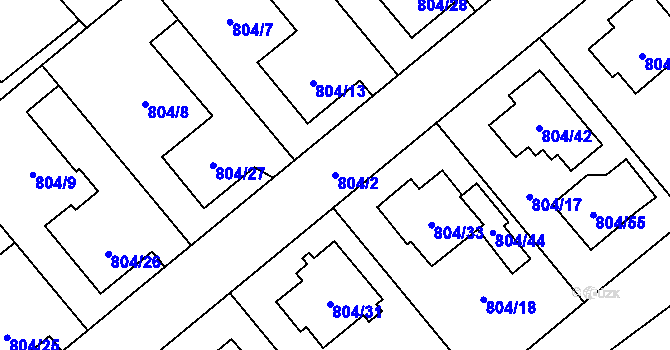Parcela st. 804/2 v KÚ Kuchařovice, Katastrální mapa
