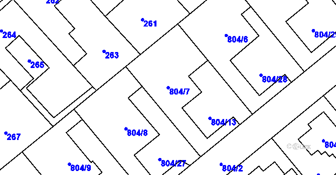 Parcela st. 804/7 v KÚ Kuchařovice, Katastrální mapa