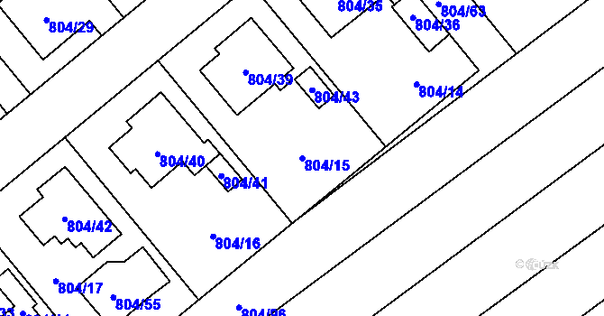 Parcela st. 804/15 v KÚ Kuchařovice, Katastrální mapa