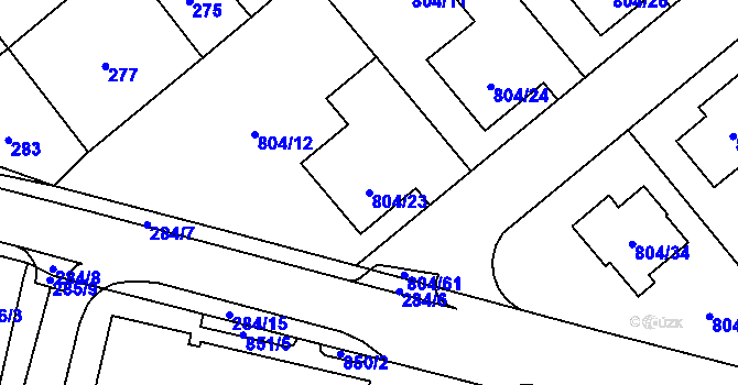 Parcela st. 804/23 v KÚ Kuchařovice, Katastrální mapa