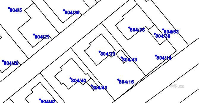 Parcela st. 804/39 v KÚ Kuchařovice, Katastrální mapa