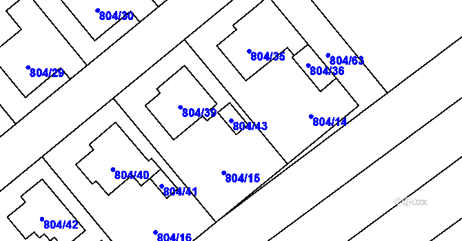 Parcela st. 804/43 v KÚ Kuchařovice, Katastrální mapa