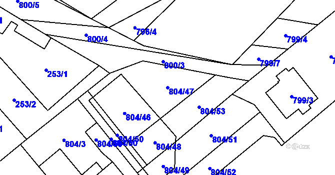 Parcela st. 804/47 v KÚ Kuchařovice, Katastrální mapa
