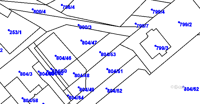 Parcela st. 804/53 v KÚ Kuchařovice, Katastrální mapa