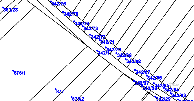 Parcela st. 342/1 v KÚ Kuchařovice, Katastrální mapa