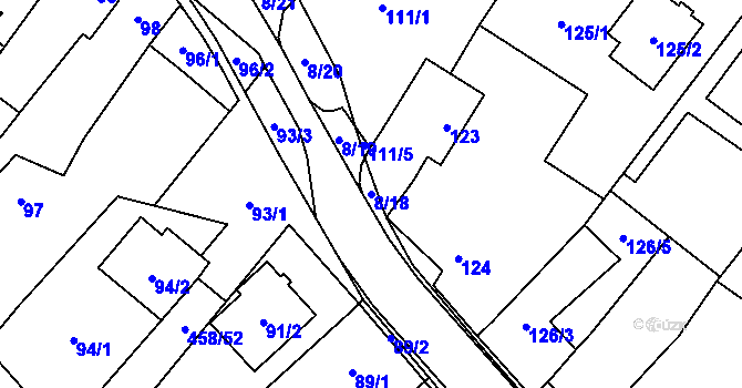 Parcela st. 8/18 v KÚ Kuchařovice, Katastrální mapa