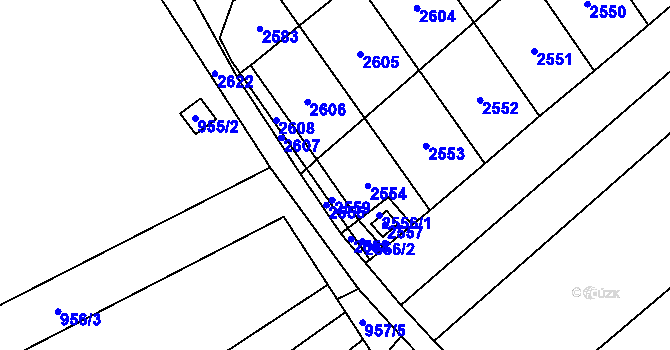 Parcela st. 895/22 v KÚ Kuchařovice, Katastrální mapa