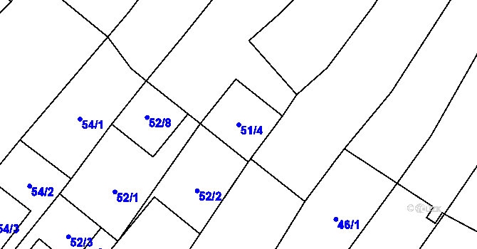 Parcela st. 51/4 v KÚ Kuchařovice, Katastrální mapa