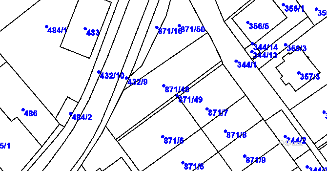 Parcela st. 871/48 v KÚ Kuchařovice, Katastrální mapa