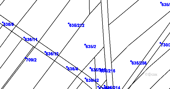 Parcela st. 635/2 v KÚ Kuchařovice, Katastrální mapa