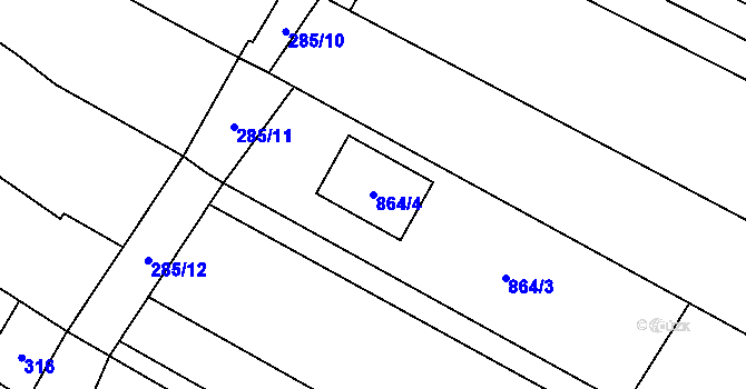 Parcela st. 864/4 v KÚ Kuchařovice, Katastrální mapa