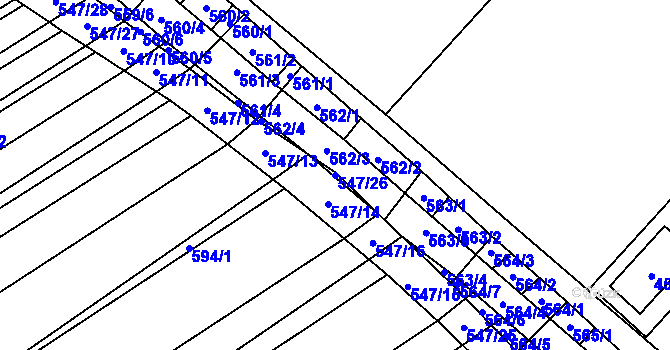 Parcela st. 547/26 v KÚ Kuchařovice, Katastrální mapa