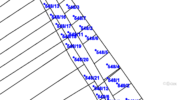 Parcela st. 548/5 v KÚ Kuchařovice, Katastrální mapa