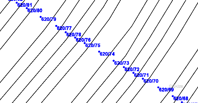 Parcela st. 620/74 v KÚ Kuchařovice, Katastrální mapa
