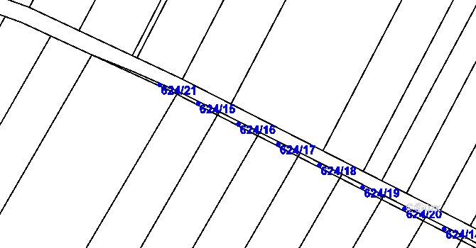 Parcela st. 624/16 v KÚ Kuchařovice, Katastrální mapa