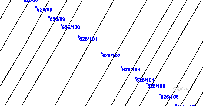 Parcela st. 626/102 v KÚ Kuchařovice, Katastrální mapa