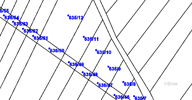 Parcela st. 635/10 v KÚ Kuchařovice, Katastrální mapa