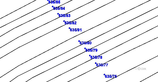 Parcela st. 635/80 v KÚ Kuchařovice, Katastrální mapa