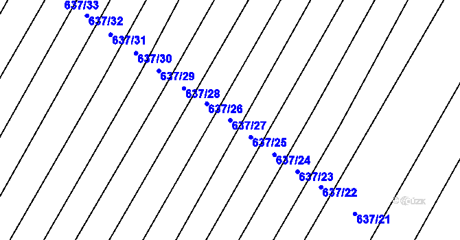Parcela st. 637/27 v KÚ Kuchařovice, Katastrální mapa