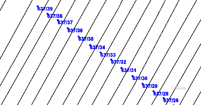 Parcela st. 637/33 v KÚ Kuchařovice, Katastrální mapa
