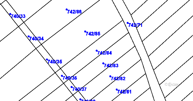 Parcela st. 742/84 v KÚ Kuchařovice, Katastrální mapa