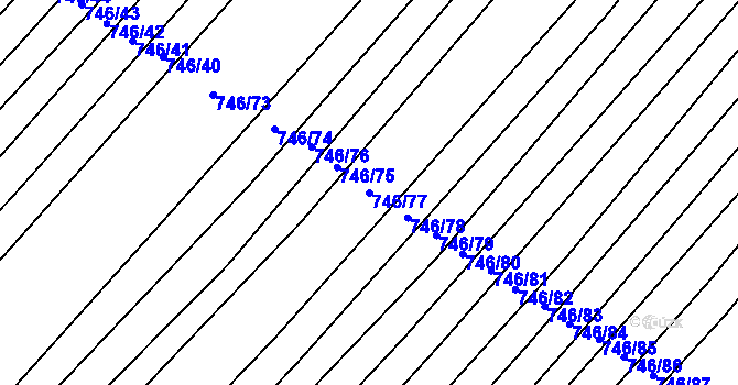 Parcela st. 746/77 v KÚ Kuchařovice, Katastrální mapa