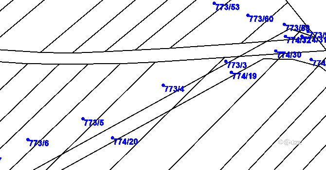 Parcela st. 773/4 v KÚ Kuchařovice, Katastrální mapa