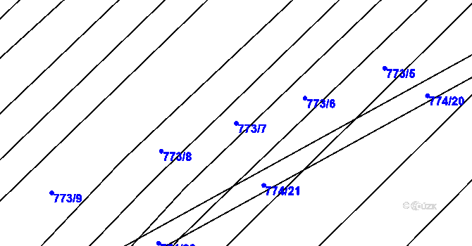 Parcela st. 773/7 v KÚ Kuchařovice, Katastrální mapa