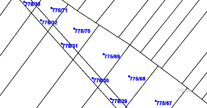 Parcela st. 775/69 v KÚ Kuchařovice, Katastrální mapa