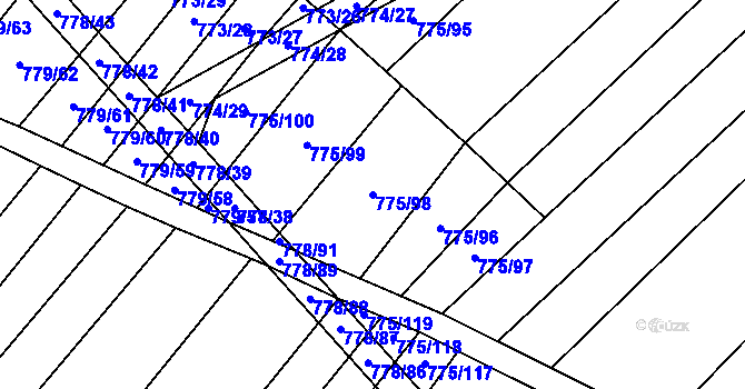 Parcela st. 775/98 v KÚ Kuchařovice, Katastrální mapa