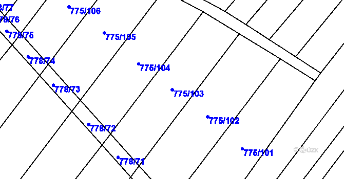 Parcela st. 775/103 v KÚ Kuchařovice, Katastrální mapa