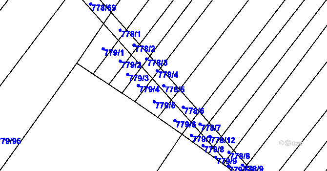 Parcela st. 778/5 v KÚ Kuchařovice, Katastrální mapa