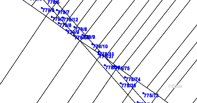 Parcela st. 778/11 v KÚ Kuchařovice, Katastrální mapa