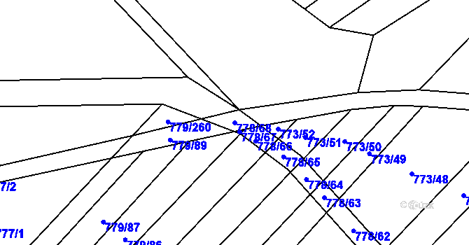 Parcela st. 778/68 v KÚ Kuchařovice, Katastrální mapa