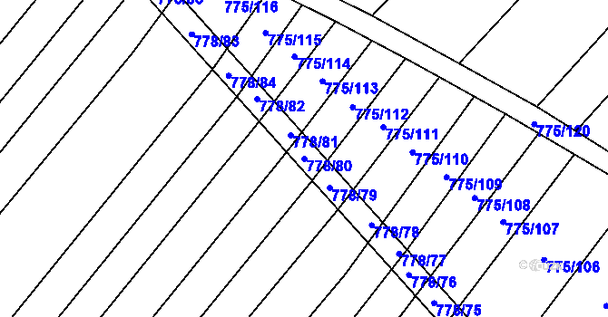 Parcela st. 778/80 v KÚ Kuchařovice, Katastrální mapa