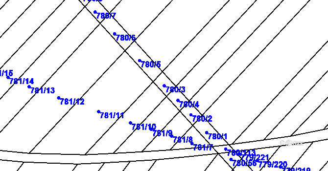 Parcela st. 780/3 v KÚ Kuchařovice, Katastrální mapa