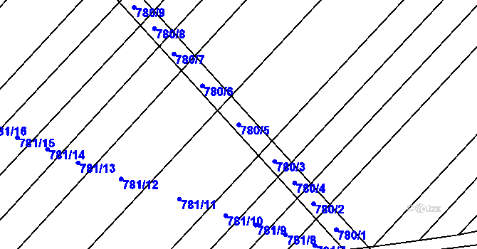 Parcela st. 780/5 v KÚ Kuchařovice, Katastrální mapa