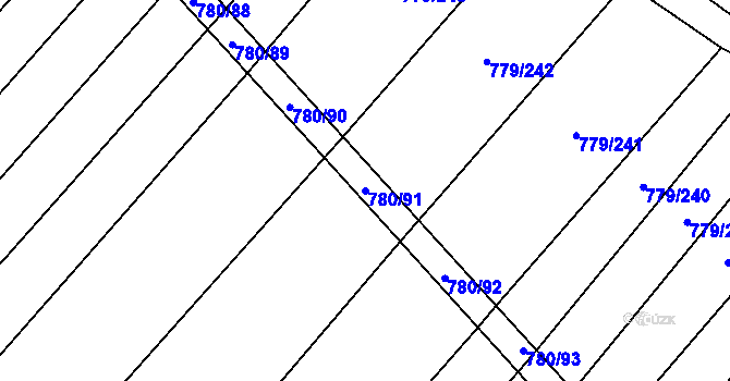 Parcela st. 780/91 v KÚ Kuchařovice, Katastrální mapa